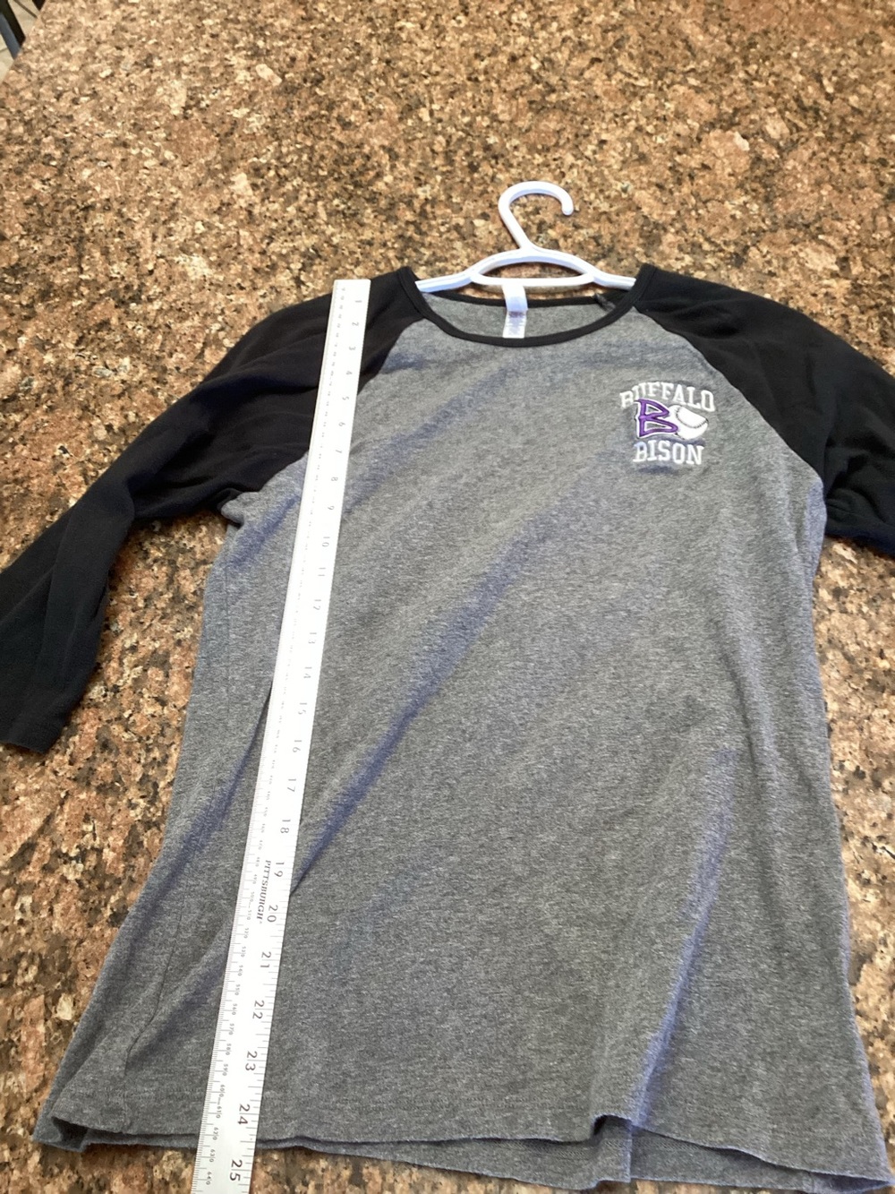 Buffalo, Bison Grey, & Black Raglan, Long Sleeve Shirt